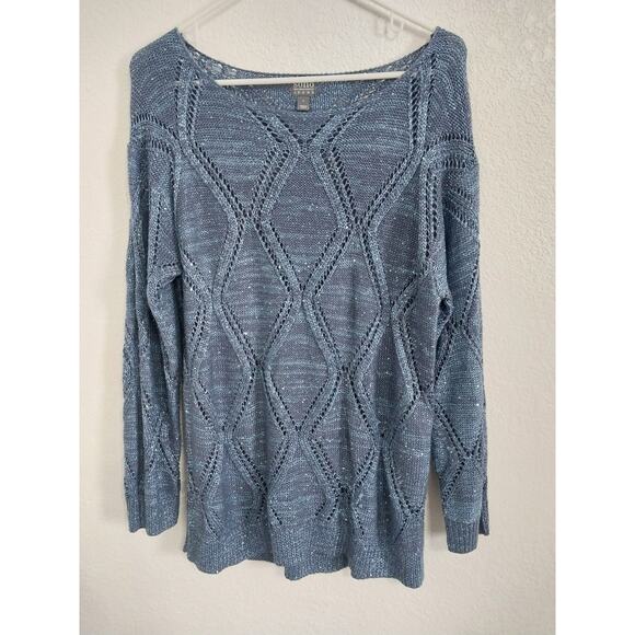 Soho Womens Size L Blue Sparkle Long Sleeve Sweater - Picture 1 of 4